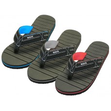 M9778  - Wholesale Men's " Wave " Soft Comfortable Sport Thong Sandals (*Asst. Black/Gray,  Navy/Royal & Black/Red)